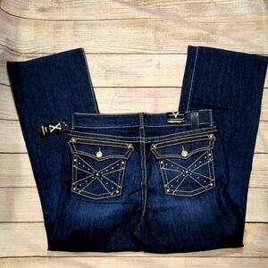 Ten X Vault Denim Women Jeans Dark Wash Size 20 Rhinestones Straight Leg USA